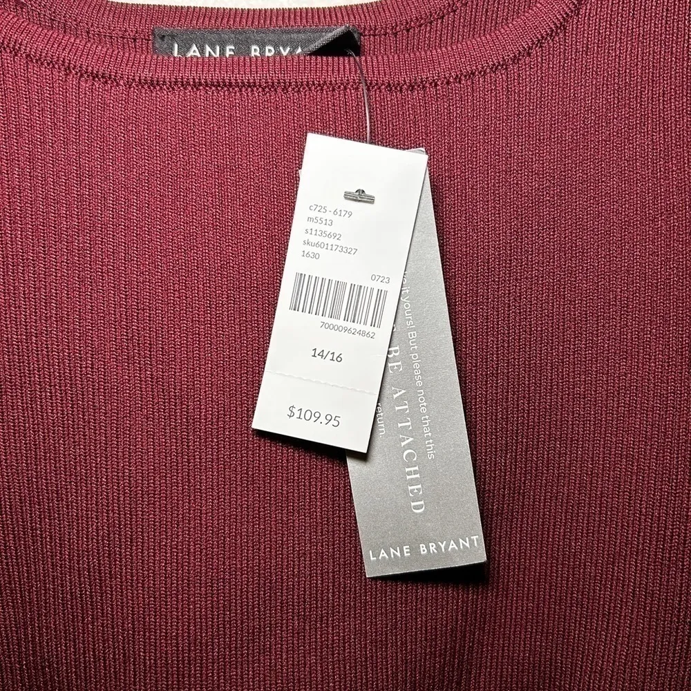 NWT Lane Bryant square neck knit to woven tank dress maroon (14/16)‎ - Image 5