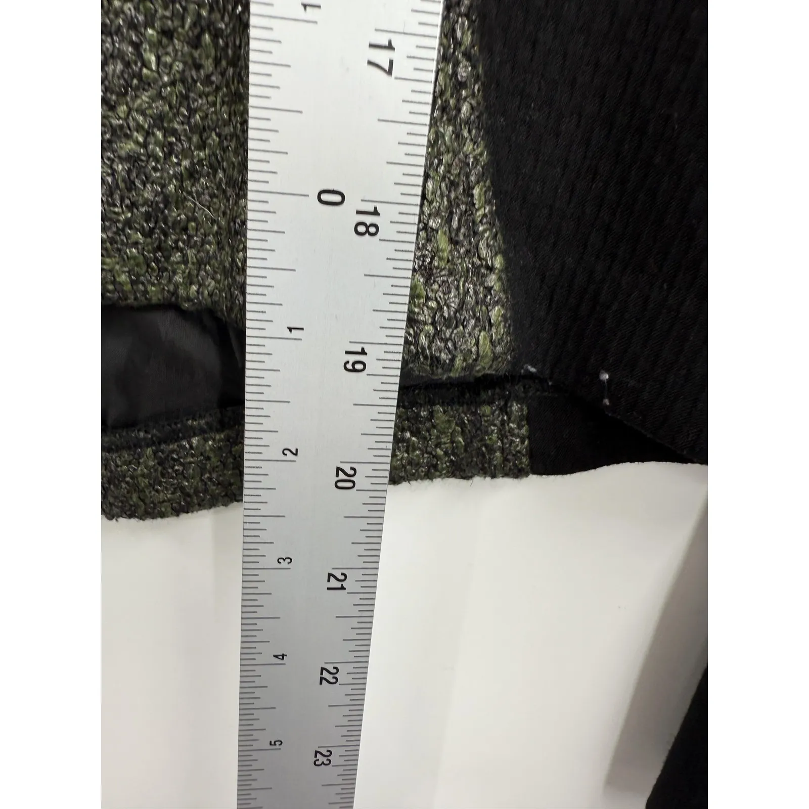 cabi Jacket Womens Medium Black Green Tweed Snap Front Collarless Two Tone - Image 11