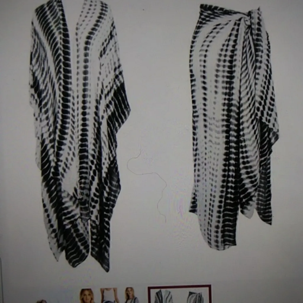 Micheal Stars New boho Ruana Sarong Wrap Scarf Alligator tie dye retro chic OS - Image 10