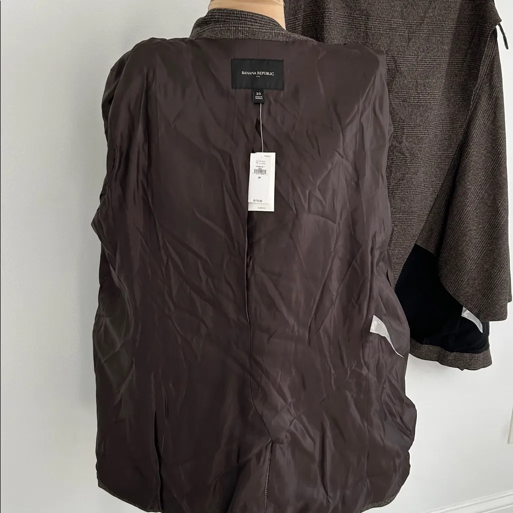 Banana Republic Factory Brown Plaid Blazer Skirt Suit - Image 5