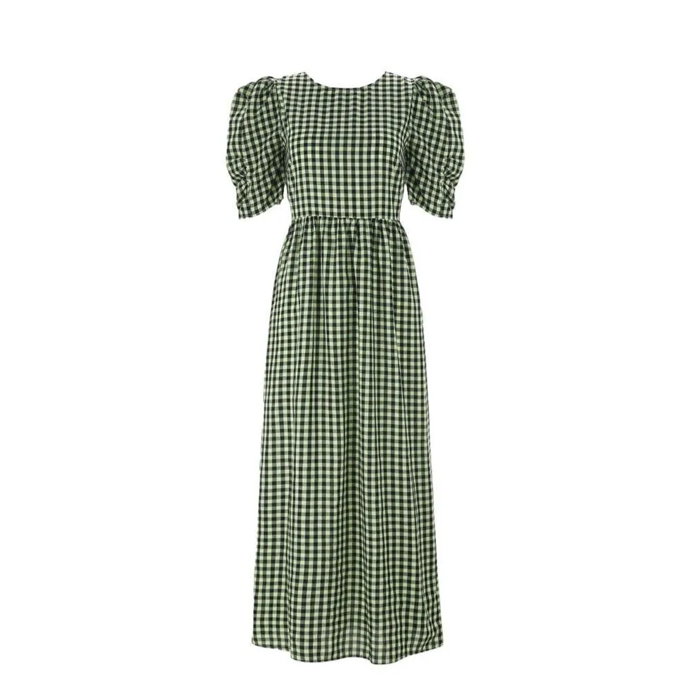 Cider ‎ Check Pattern Open Back Maxi Dress - Image 6