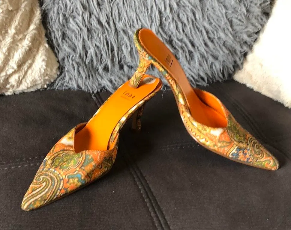 Impo Pointy Orange Design Mules Size 7.5 - Image 4