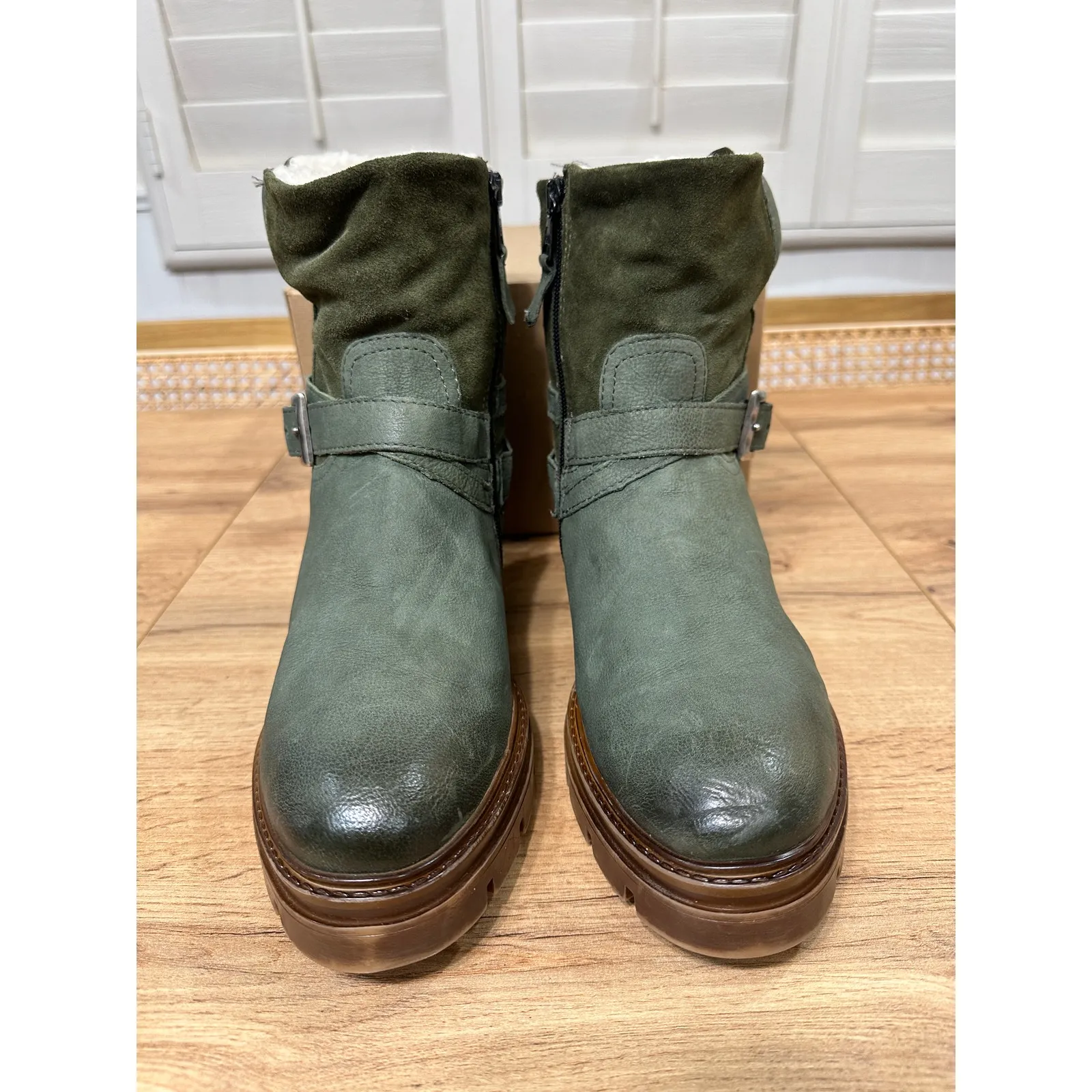 Miz Mooz Bonney Fur Lined Boots Forrest Green Leather Size 8.5/9 US 39 EU NWOB - Image 4