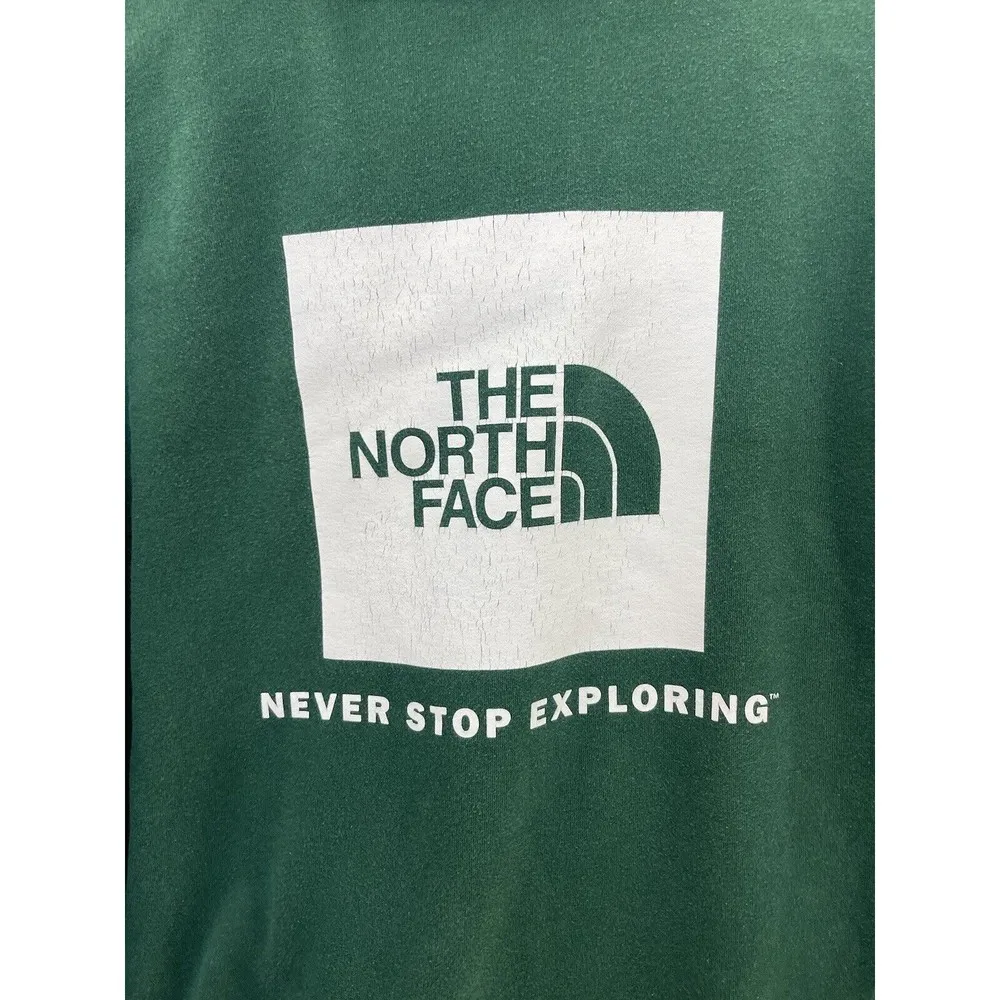 The North Face Adults Hoodie Green Sweater Size Medium Long Sleeve Graphic Print - Image 5