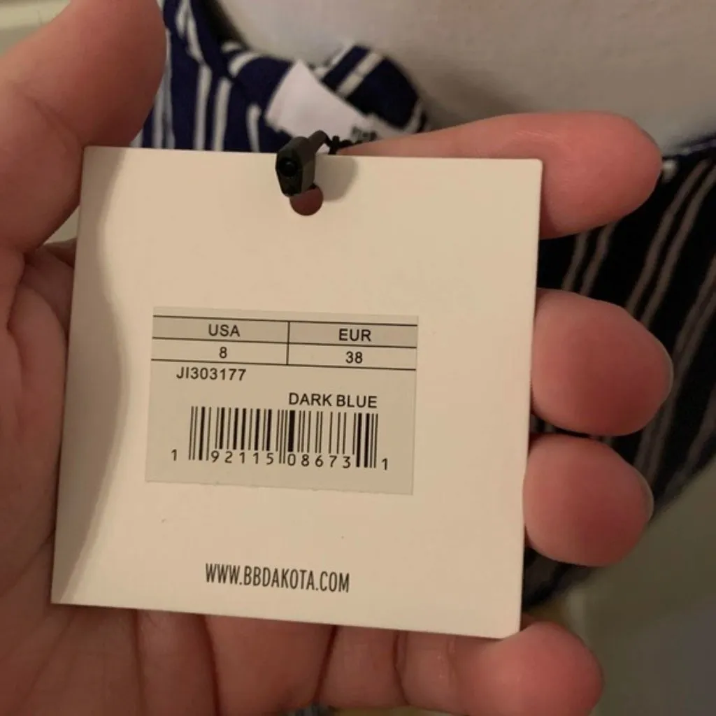 Jack By BB Dakota Womens Halter Neck Striped Jumpsuit Size 8 Dark Blue - Image 3