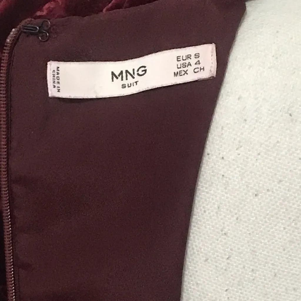 Mng Suit Burgundy Velvet Burnout Dress Red Size 4 - Image 7
