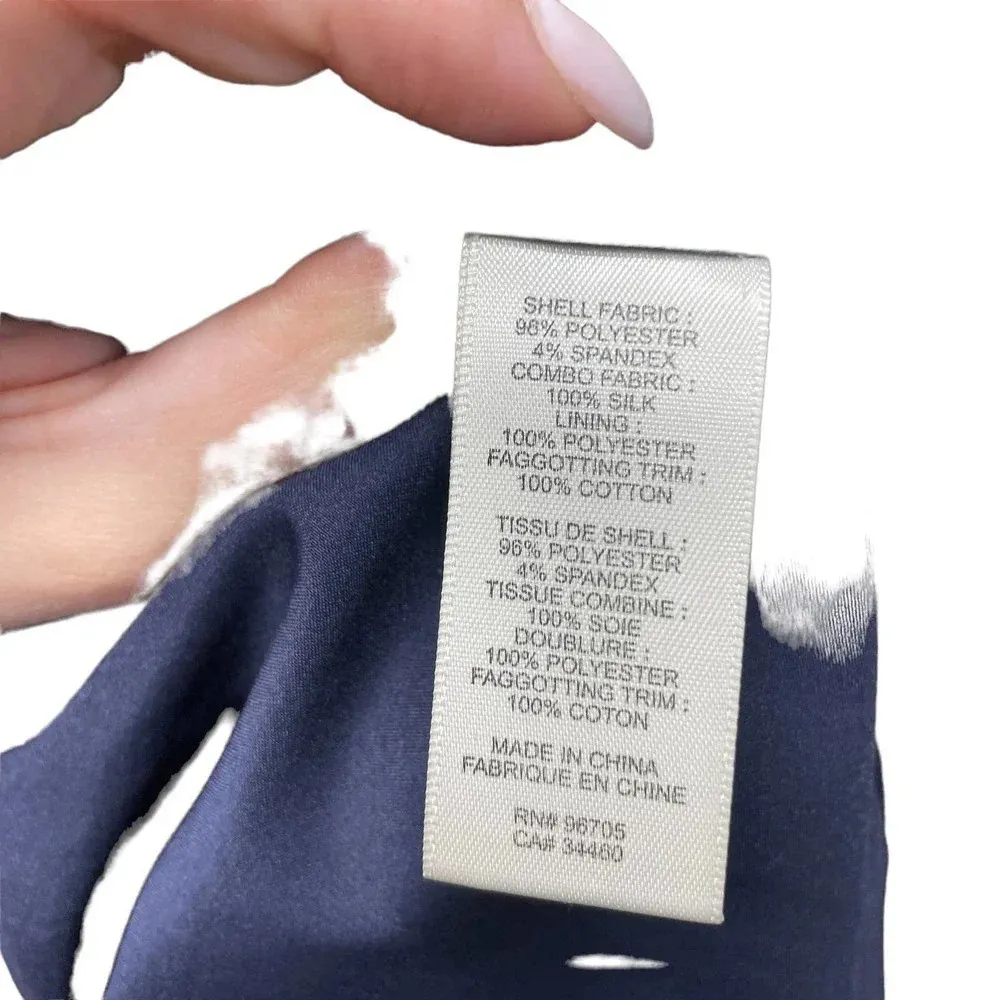 Rebecca Taylor Short Sleeve Pucker Jacquard Dress Navy‎ Blue Size 10 - Image 11