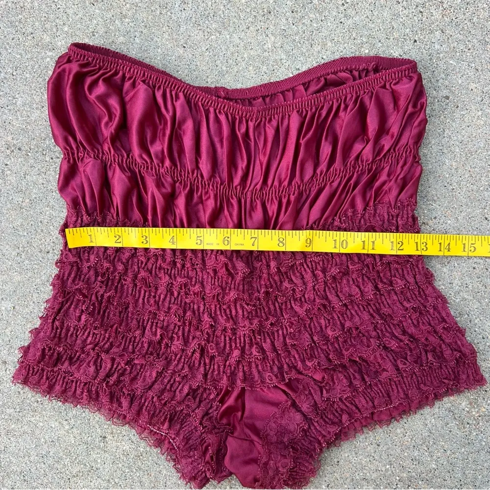 Vintage Merlot maroon ruffle pleat Pettipants bloomers sissy square dance shorts Red Size L - Image 6