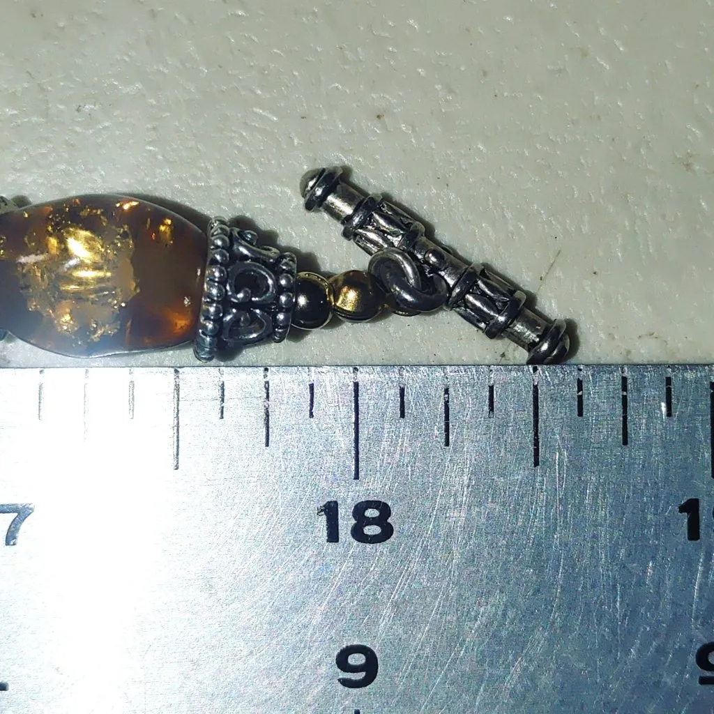 Amber Garnet Faux Colored Two Tone Bead Necklace Toggle Earrings Set 18 Inch - Image 4