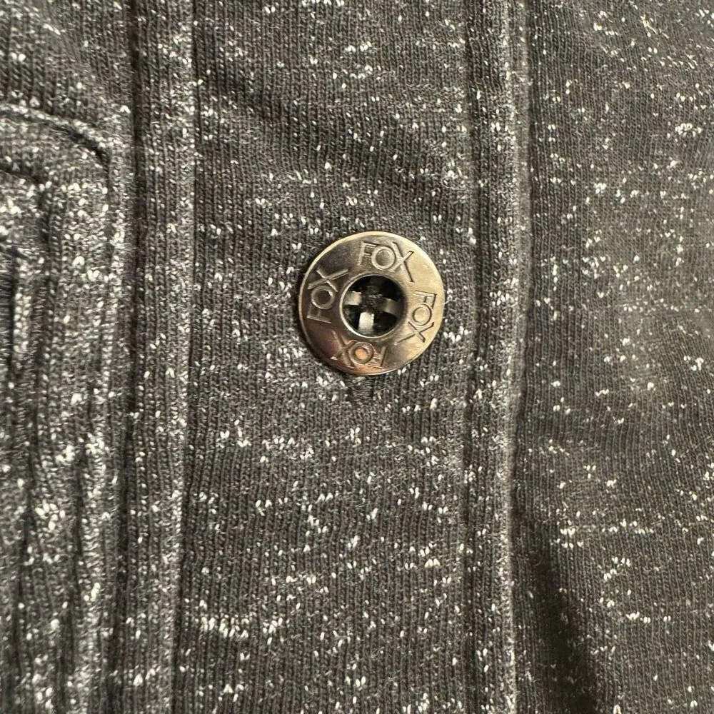 Y2K 2000s Fox Racing Charcoal Gray Button Up Hooded Sweater Womens Small - Image 6