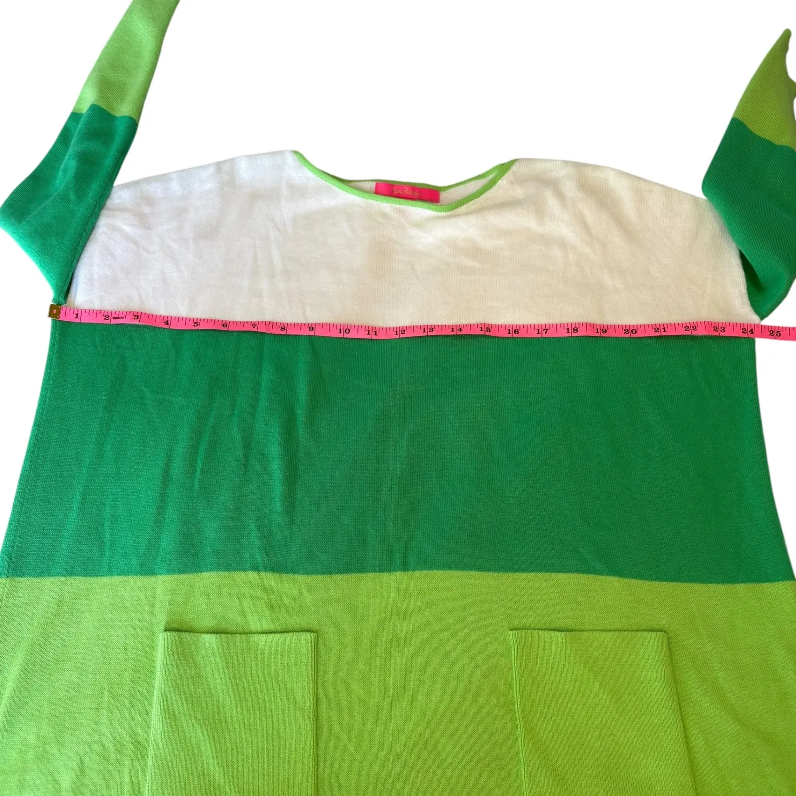 Lilly‎ Pulitzer Westwood tri color Sweater XS Myrtle Green Colorblock Tassel - Image 5