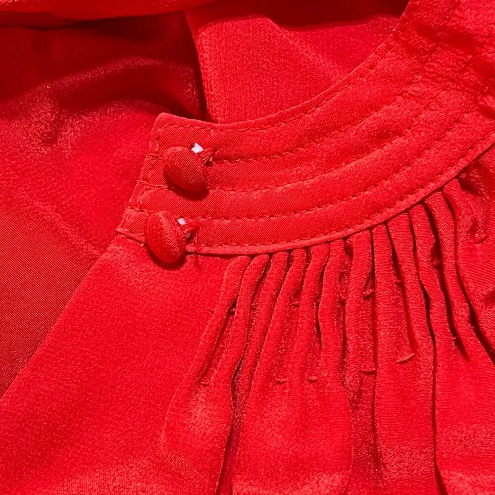 Madewell 100% Silk Popover Top Red V-Neck Memory Blouse XS Extra Small - Image 6