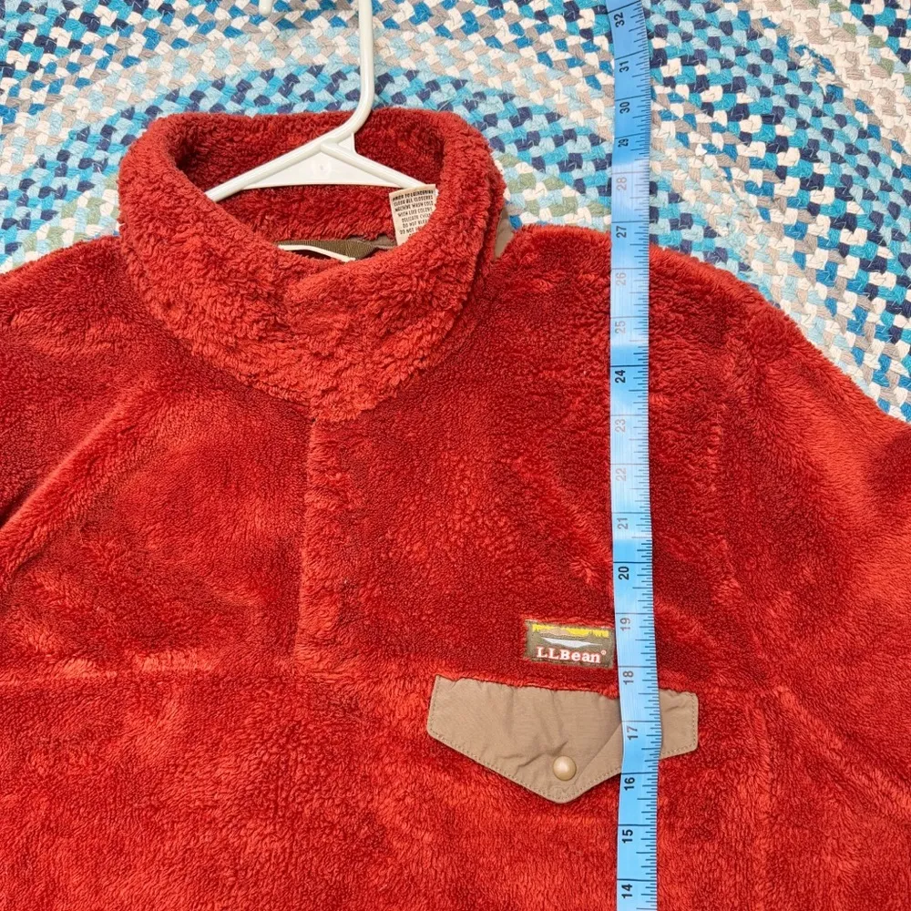 L.L.Bean  Red Fleece T Snap Pullover - Image 7