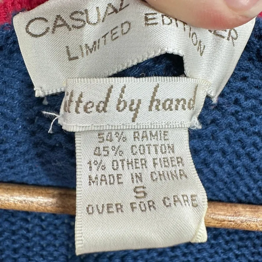 Casual Corner Limited Edition Nautical Anchor Star Striped Knit Cardigan Sweater Blue - Image 6