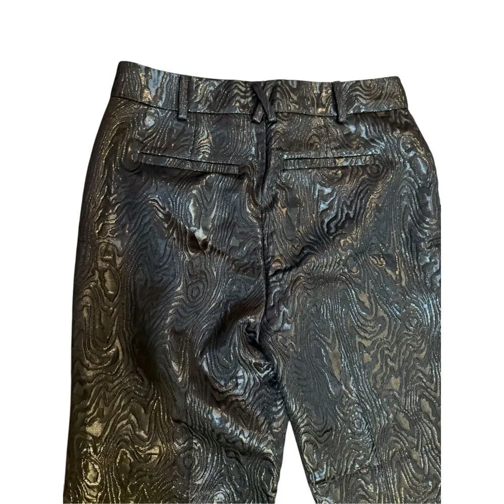 Anthropologie The Essential Slim Straight Pants Womens Sz 4 Black Motif Textured - Image 16