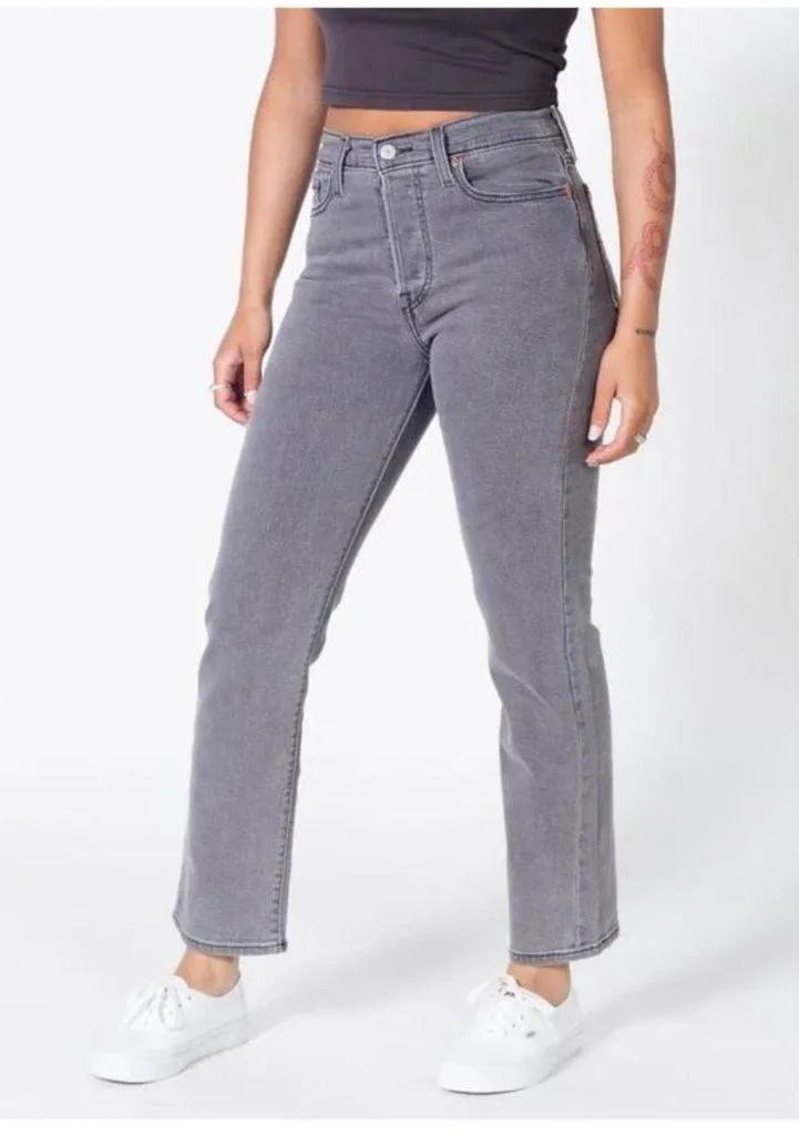 Levi's Wedgie Straight Leg Fit Denim Jeans in Cosmic Comet Grey Gray Size 26 - Image 2