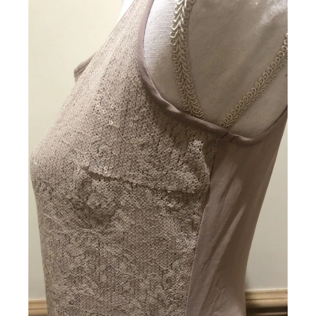 Studio-Y ~  Sleeveless Sequin Top ~ Key Hole Back Ties ~ Brown ~ Size Small - Image 4