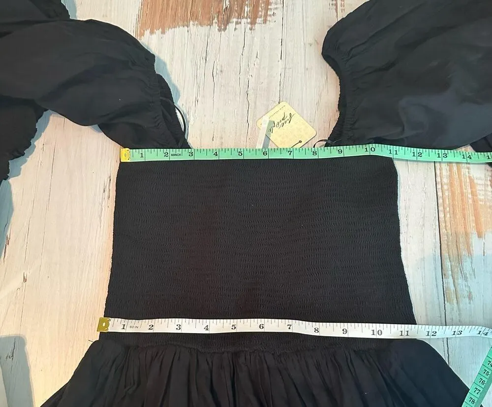 Free People Perfect Storm Midi Dress Size XS Black Eyelet Puff Sleeves - Image 11