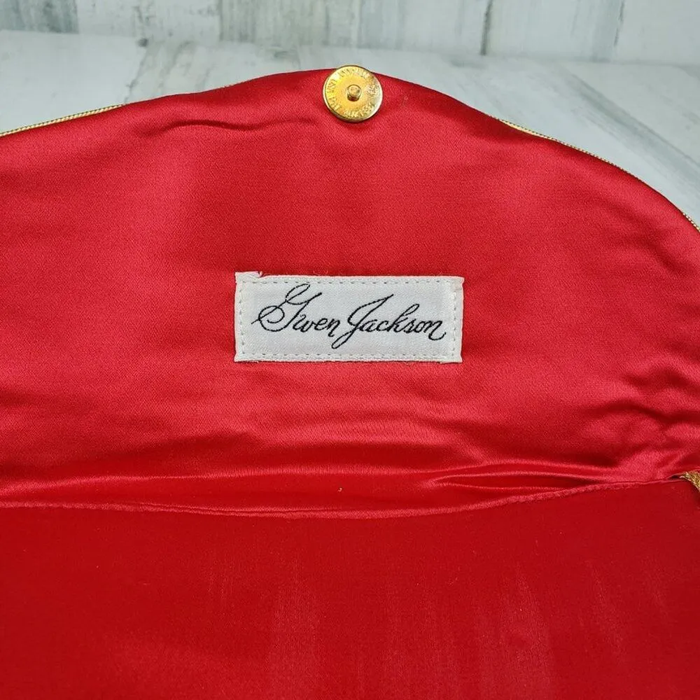 Vintage Gwen Jackson Red Floral Silky Gold - Image 9