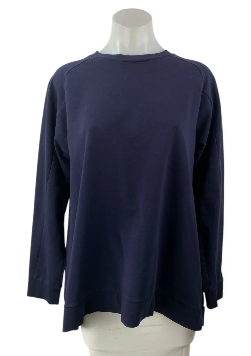 6397 Women's Navy Blue Long Sleeve Crew Neck Boxy Sweater Sweatshirt Top Size M Size M - Image 1
