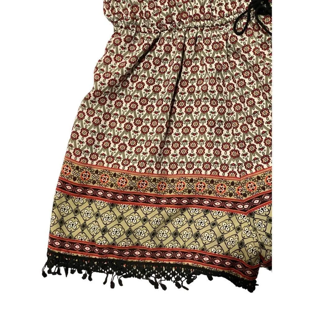 Xhilaration Boho Floral Print Cold Shoulder Romper - Image 4