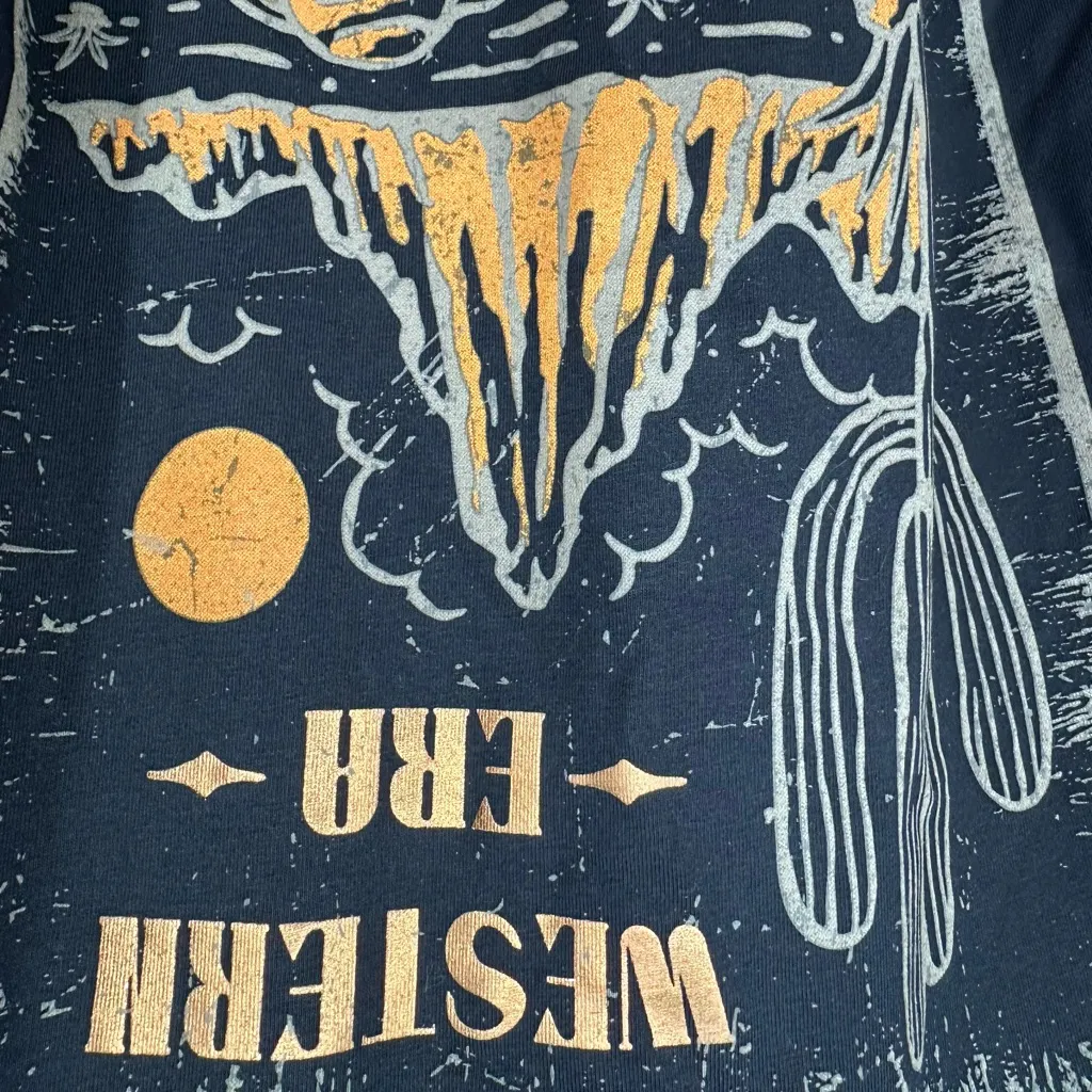 Naughty Monkey Black Western Theme T-Shirt size Large Short Sleeves Metallic - Image 3