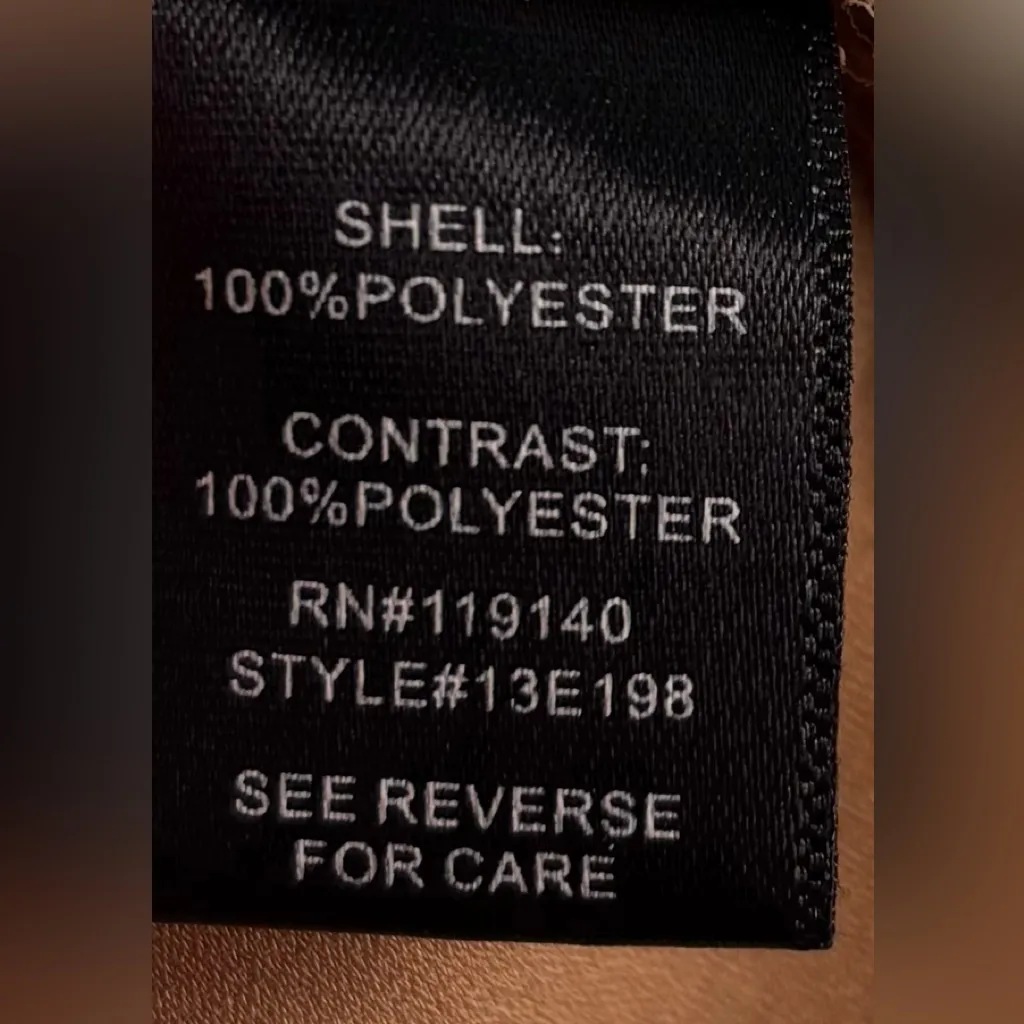 Double Zero M Workwear Pocketed Black Tan Tunic Blouse - Image 8