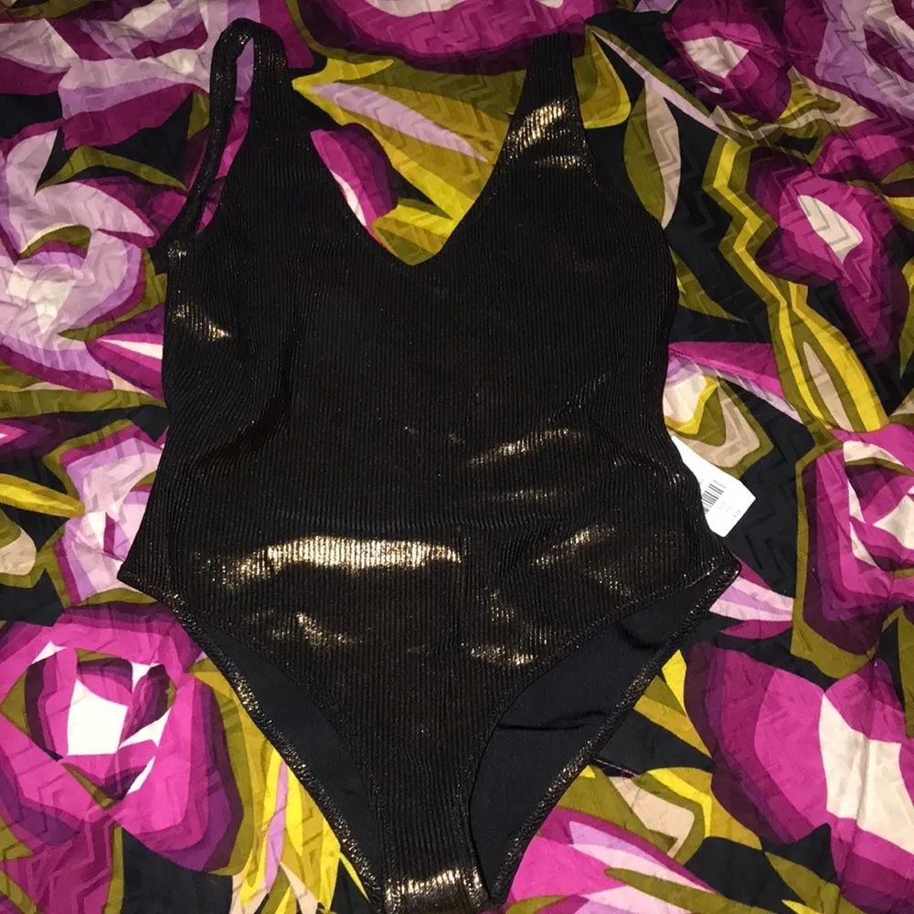 TopShop Metallic Ribbed Swimsuit SZ.8 - Image 5