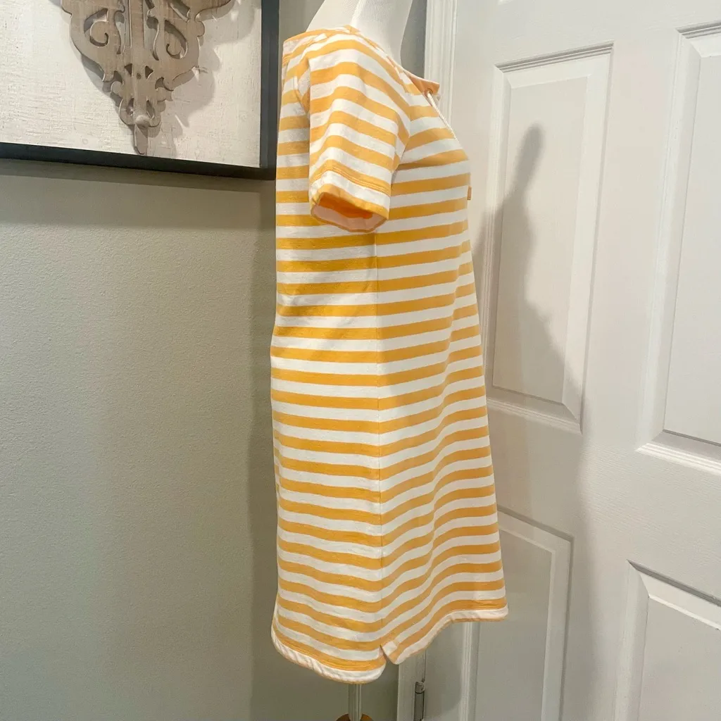 T by Talbots Lace Up Dress Size XS Yellow Ace Stripe Vacation Preppy Nautical - Image 2
