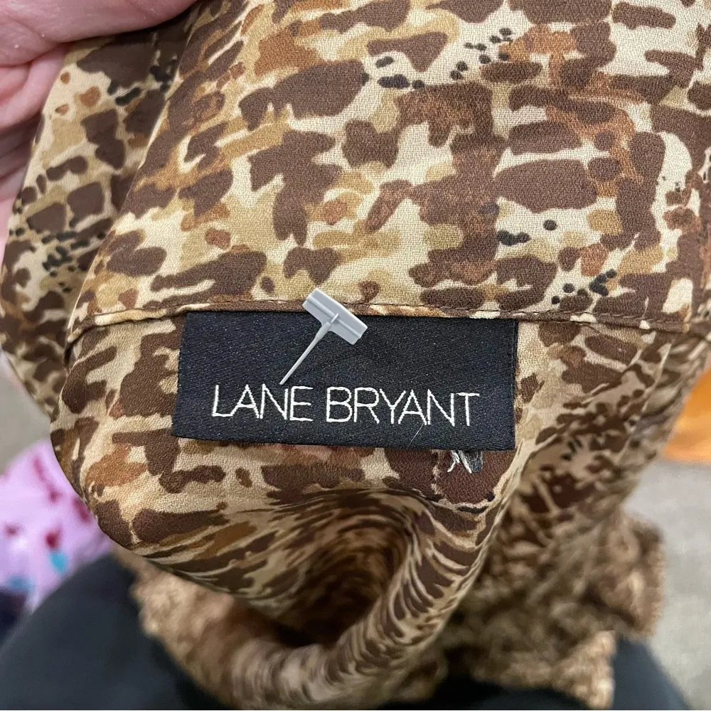 Brown Tan Print Short Sleeve Front Tie Top Swim Cover Up Blouse - Image 6