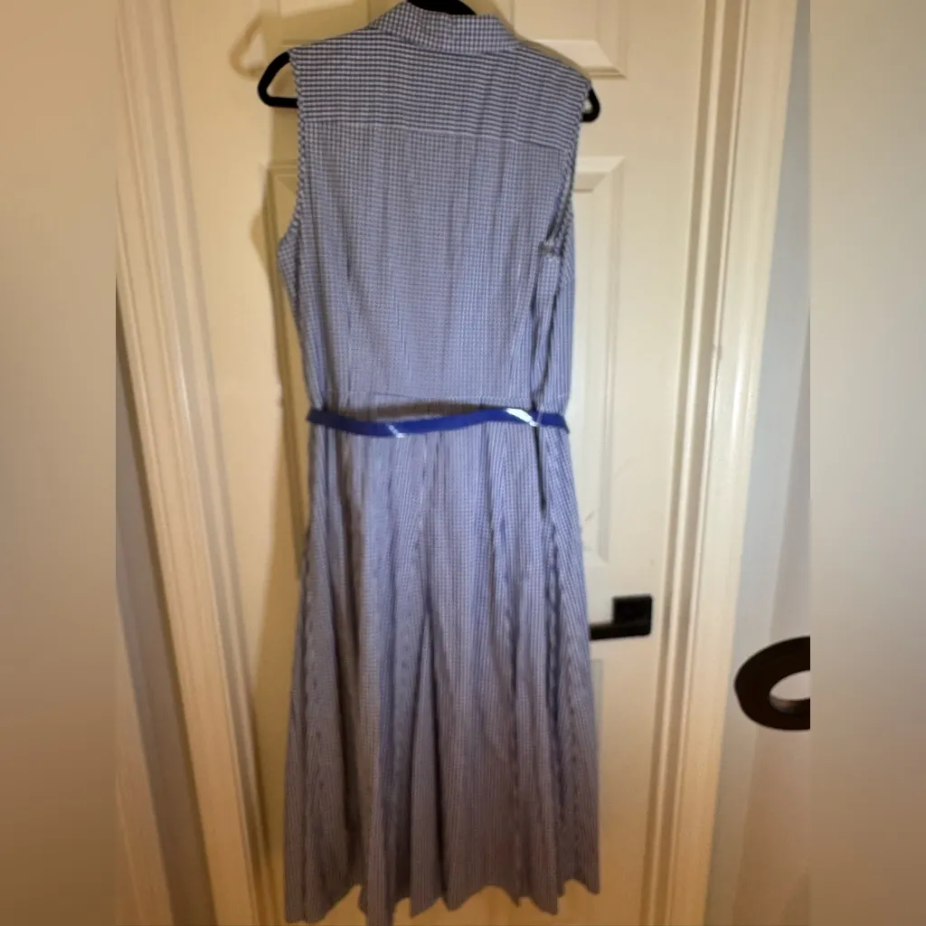 NEW $138 Talbots Shirt Dress Blue White Gingham Cotton Collar Midi 16‎ - Image 8