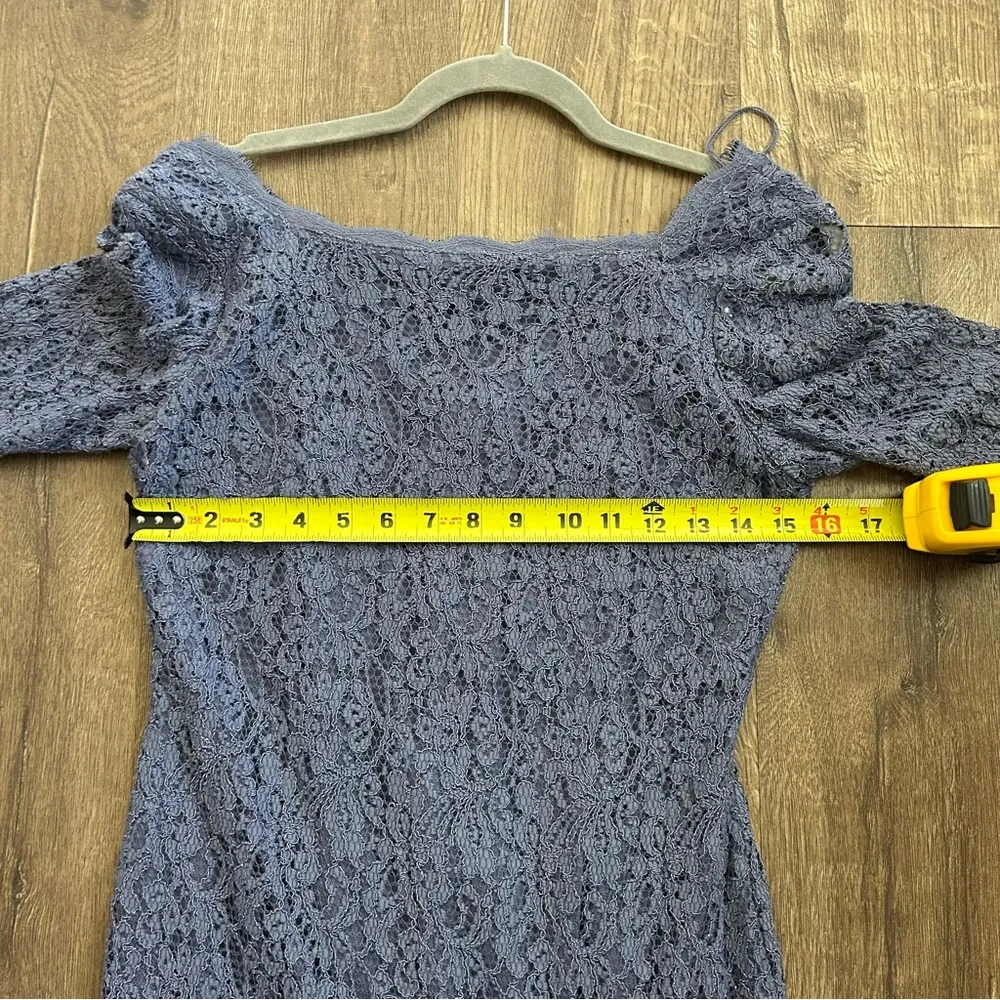 Adrianna Papell Periwinkle Lace 3/4 Sleeve Fitted Mini Dress 6 - Image 8