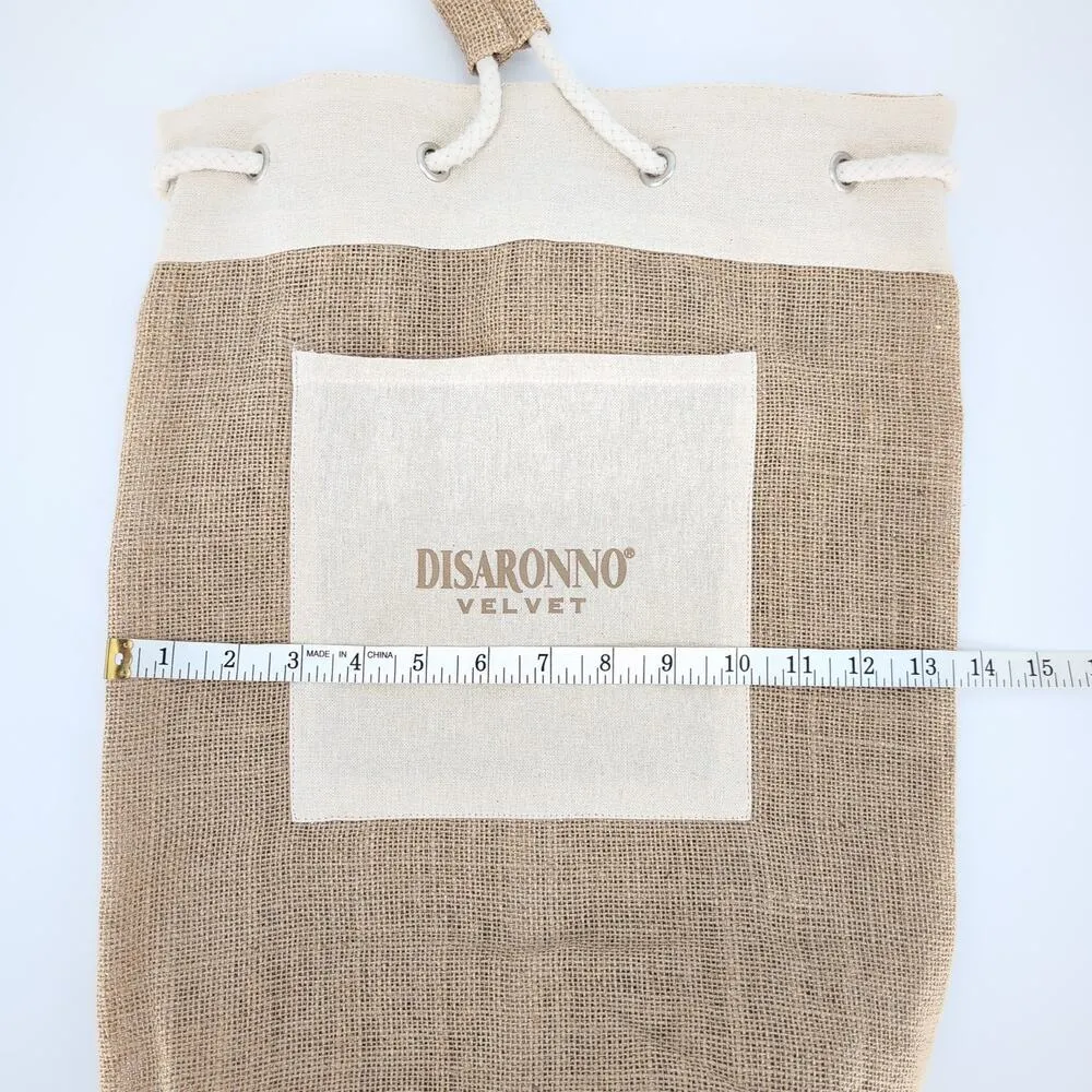 DiSaronno Velvet Cream Canvas Drawstring Bucket Bag / Backpack with Pocket - Image 9