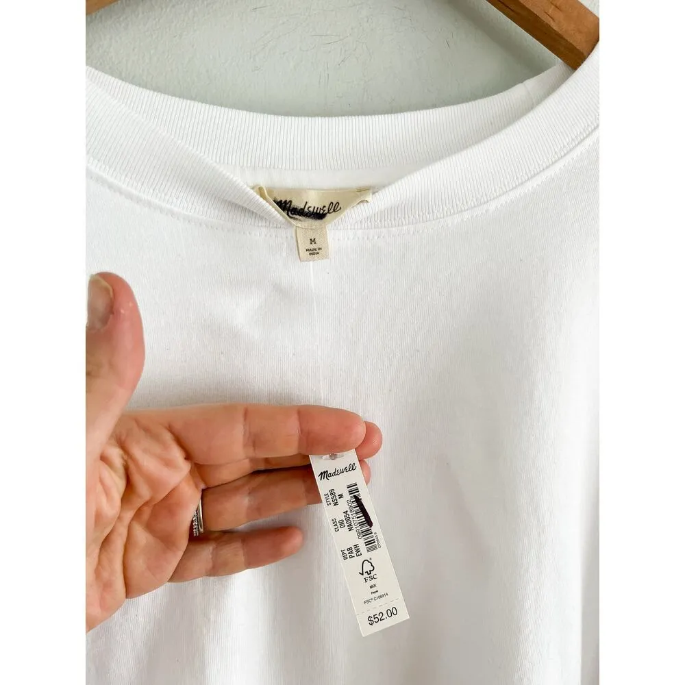 Madewell | NWT | Easy Crewneck Long-Sleeve Tee in Eyelet White | Sz M - Image 3