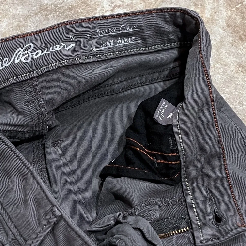 Eddie Bauer Slightly Curvy Skinny Ankle Jeans Low Rise Stretch Gray 2 Petite - Image 3