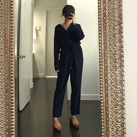 Utility Straight Leg Jumpsuit in Forever Navy - Image 2