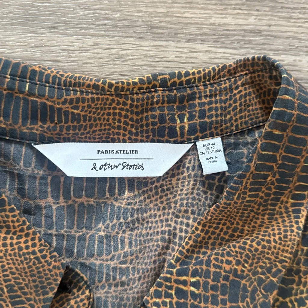 & Other Stories Brown and Black Long Sleeve Dress Size 12 - Image 7