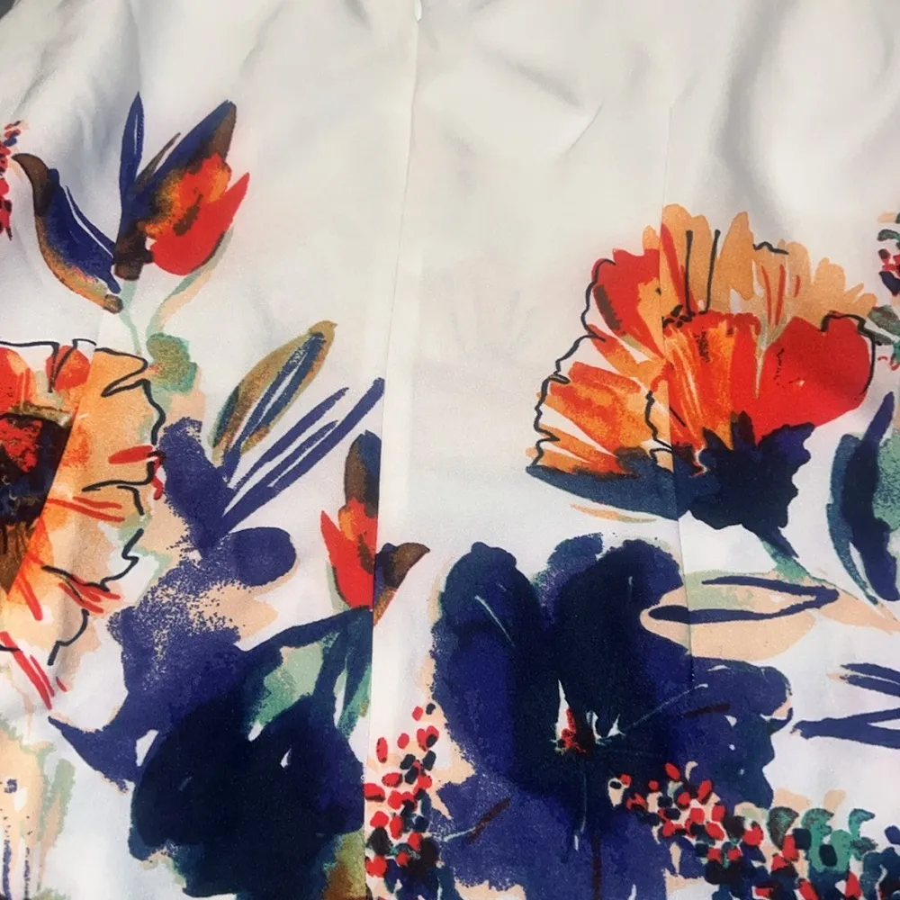 Maya Broke Sz 20 2X Sleeveless Floral Print Midi Skirt White - Image 8