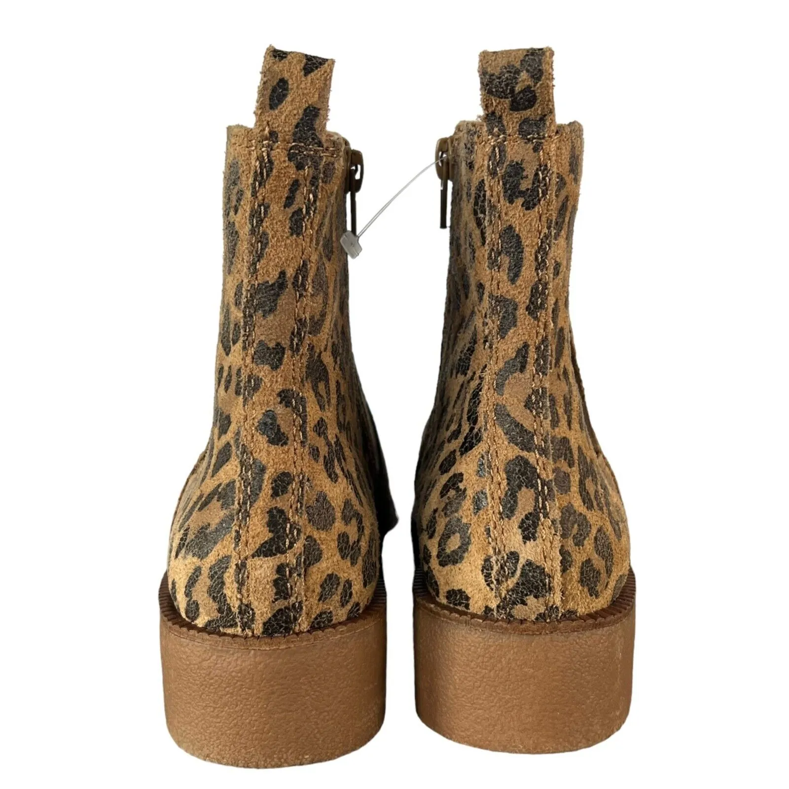 Lucky Brand Ressy Ankle Booties Womens 6M Tan Black Leather Animal Print Boots - Image 11