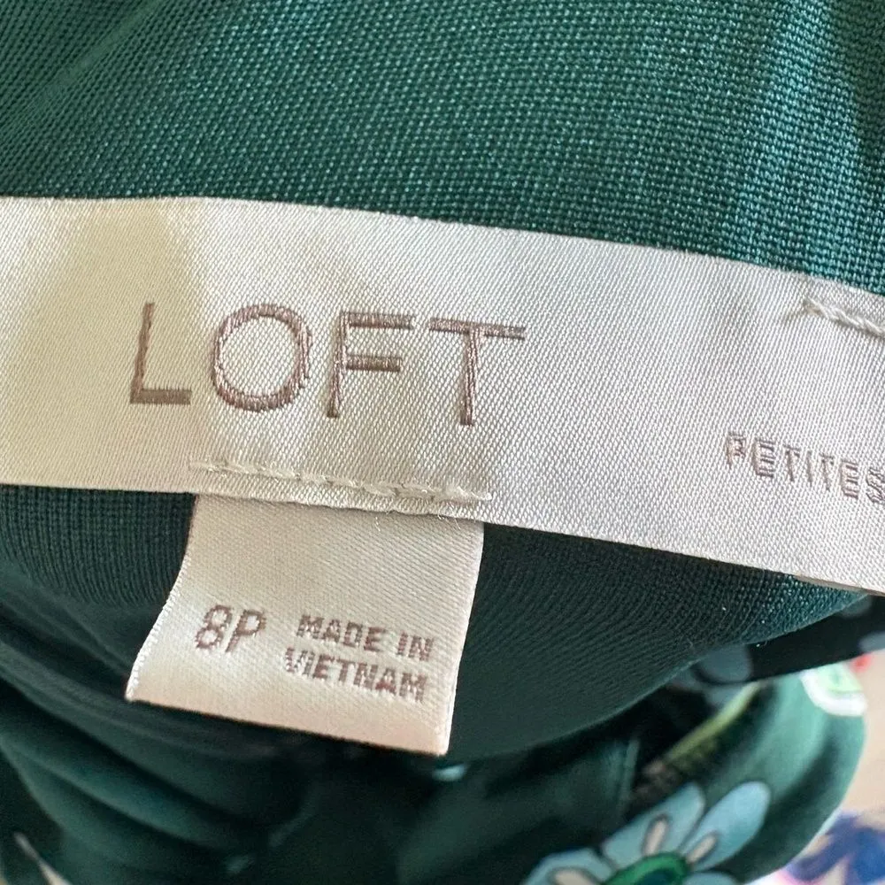 LOFT Midi Dress Womens Size 8P Teal Green Paisley Floral Halter Sleeveless Boho - Image 7