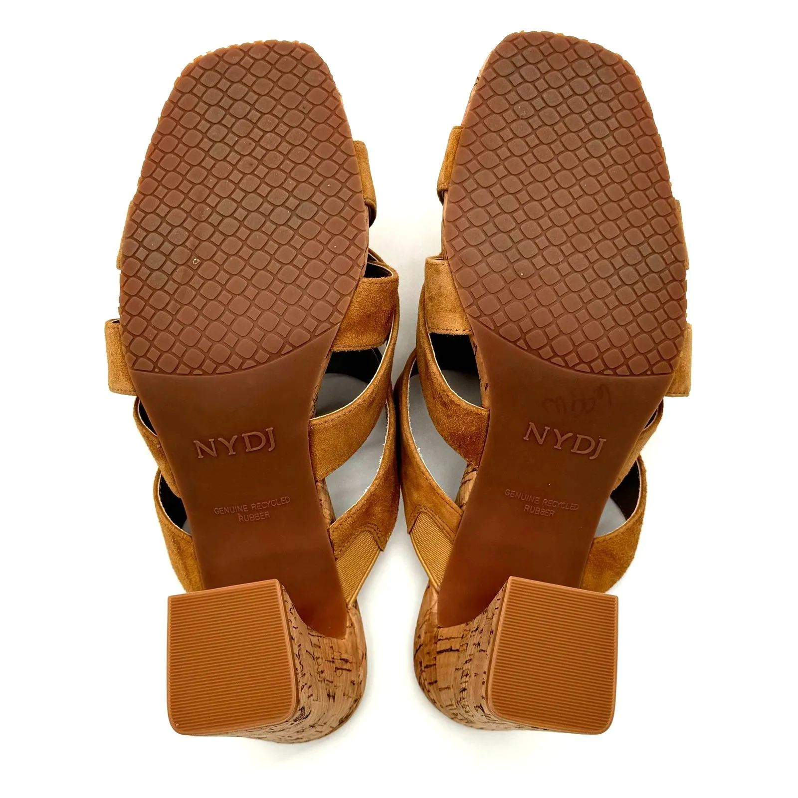 NYDJ Loreri Suede Leather Tan Cork Mule Block Heel Casual Sandals Size 9 - Image 2