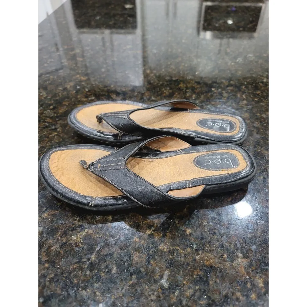 B.O.C Born Concept Zita Flip Flops Womens Size 8 Black Leather Slip On BC3527 - Image 11