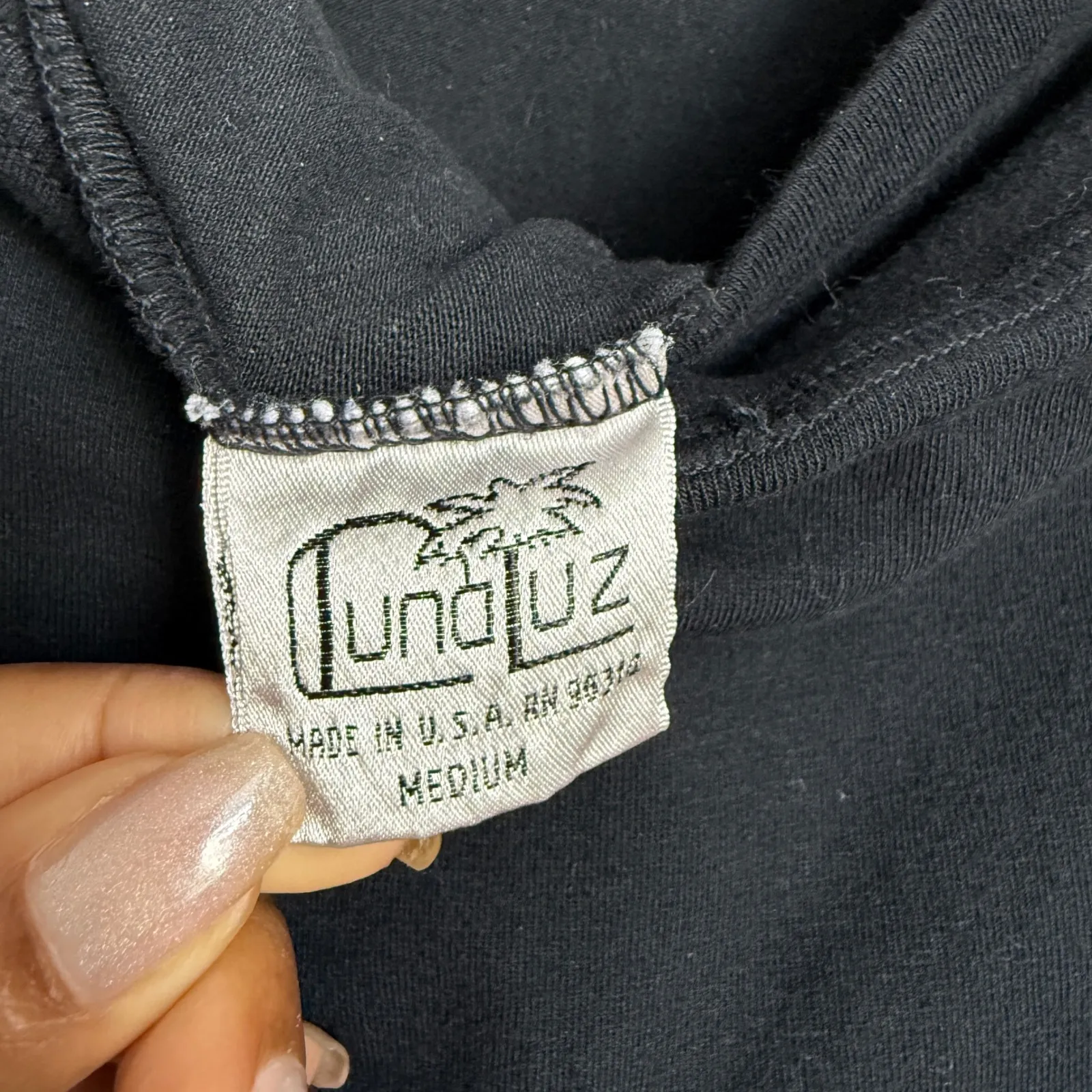 VTG LUNA LUZ sz M 90s Black Off‎ Shoulder Gathered Midi Dress Witchy Whimsigoth Size M - Image 4