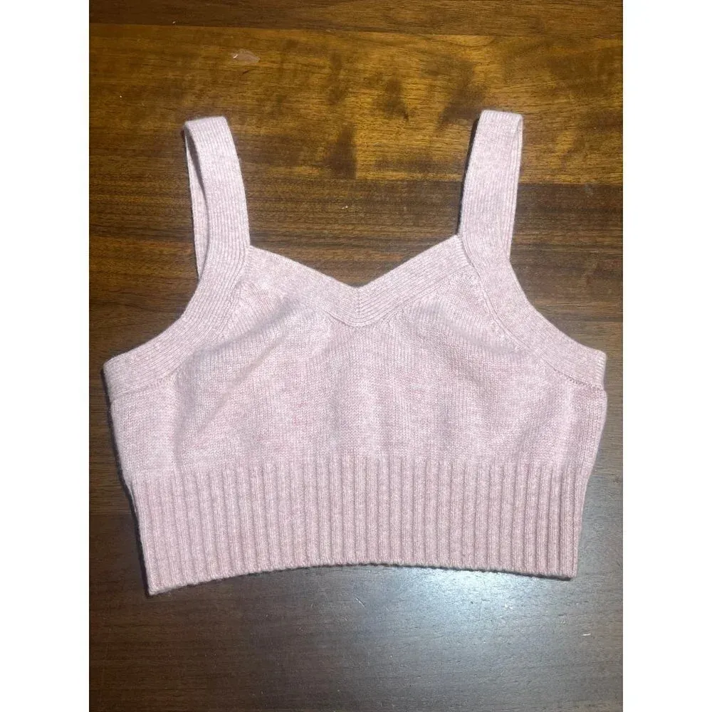SABLYN Joyce Cashmere Ribbed Knit Top in Peony Pink XSmall New Mélange bralette Size XS - Image 5