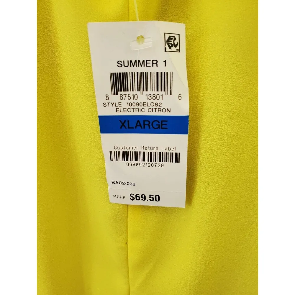 Bar III Women's Yellow Polyester Round Neck Sleeveless Knee Length Dress Size XL - Image 7