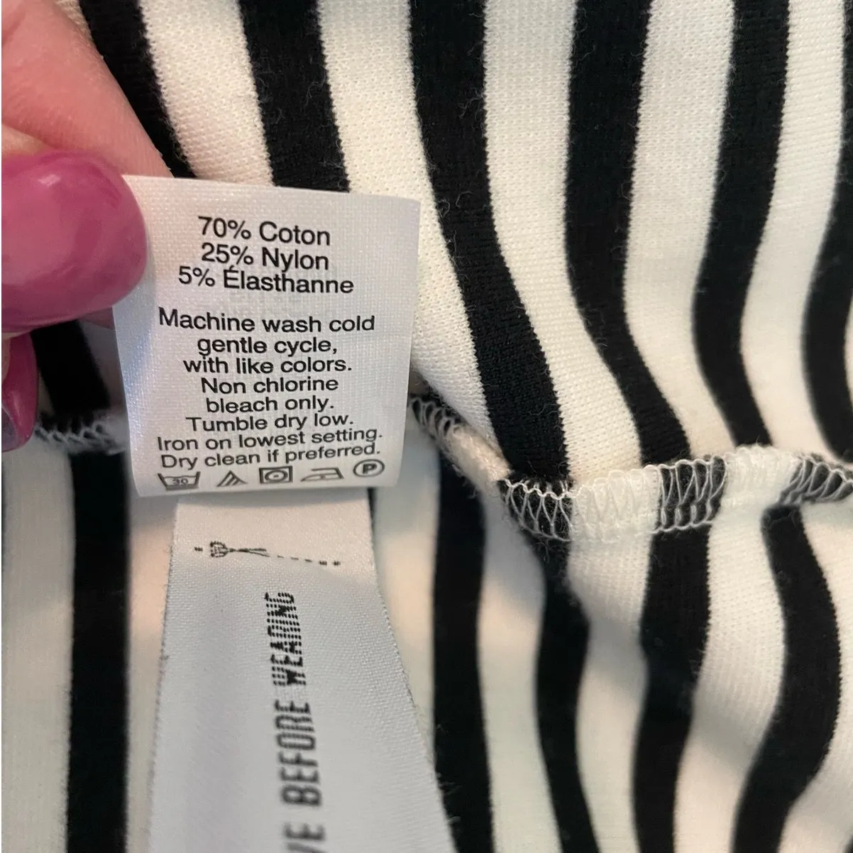 Madewell Women Mini‎ Dress M Ivory Black Stripes Preppy Coastal Travel Nautical - Image 12