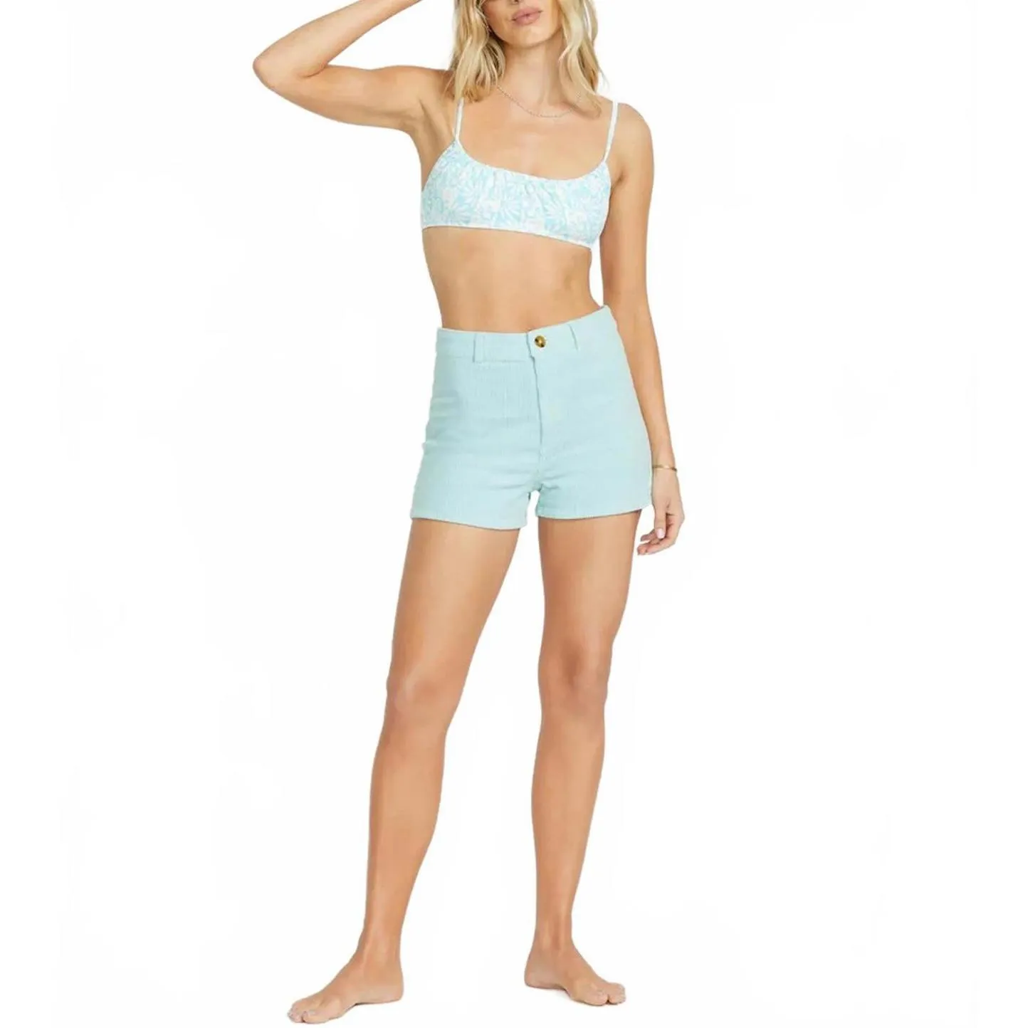 Billabong Free Fall Cotton Corduroy Shorts Baby Blue Mint NWT Size 27 - Image 5