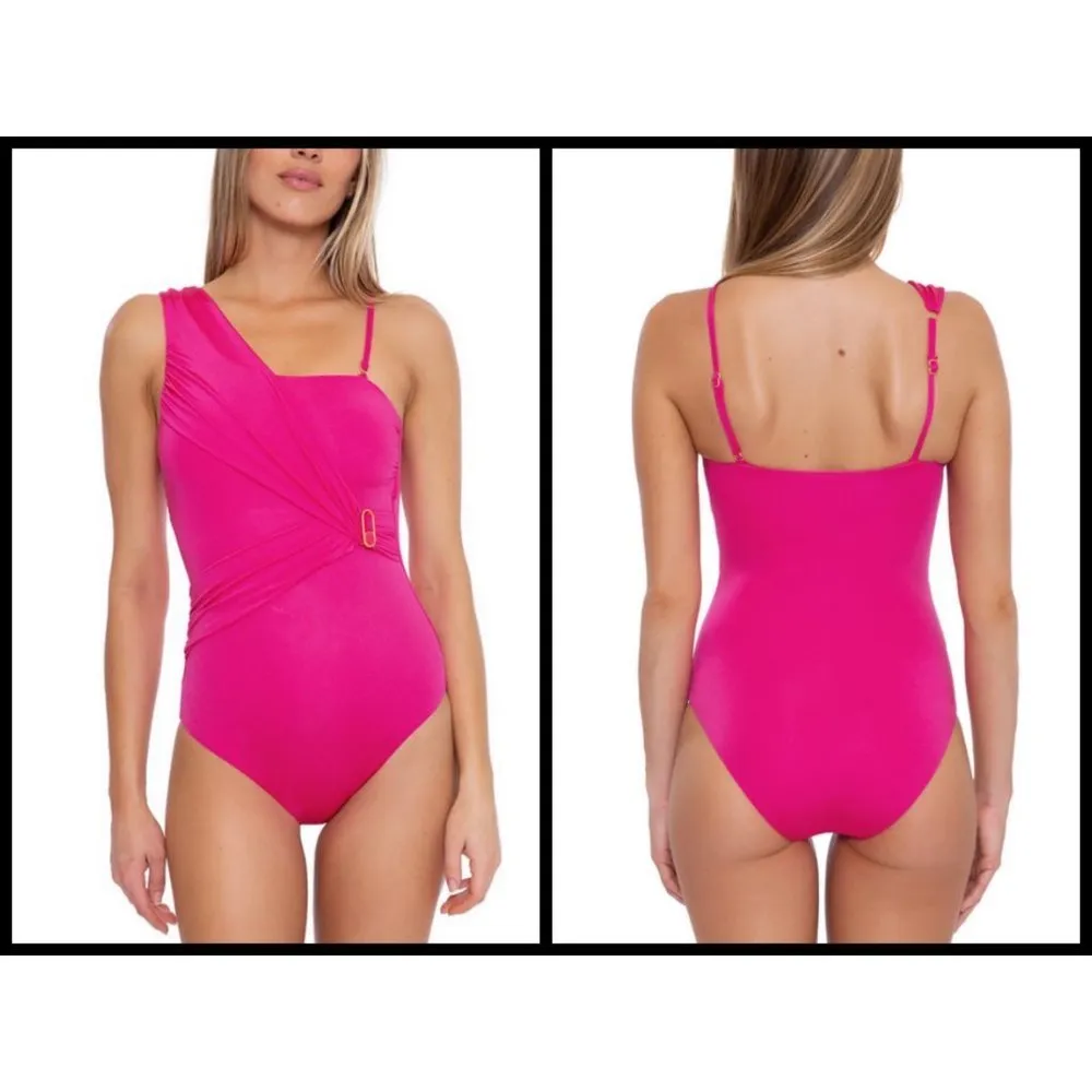 💕TRINA TURK💕 Monaco Solids One Shoulder One Piece Swimsuit ~ Pink 2 NWOT - Image 5
