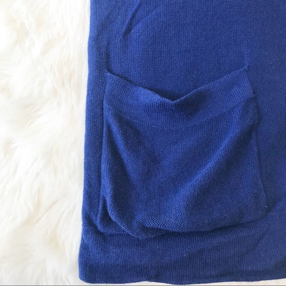 CHICOS V Neck Sweater Top Short Sleeves Pockets Cotton Royal Blue Small‎ Size 0 - Image 6