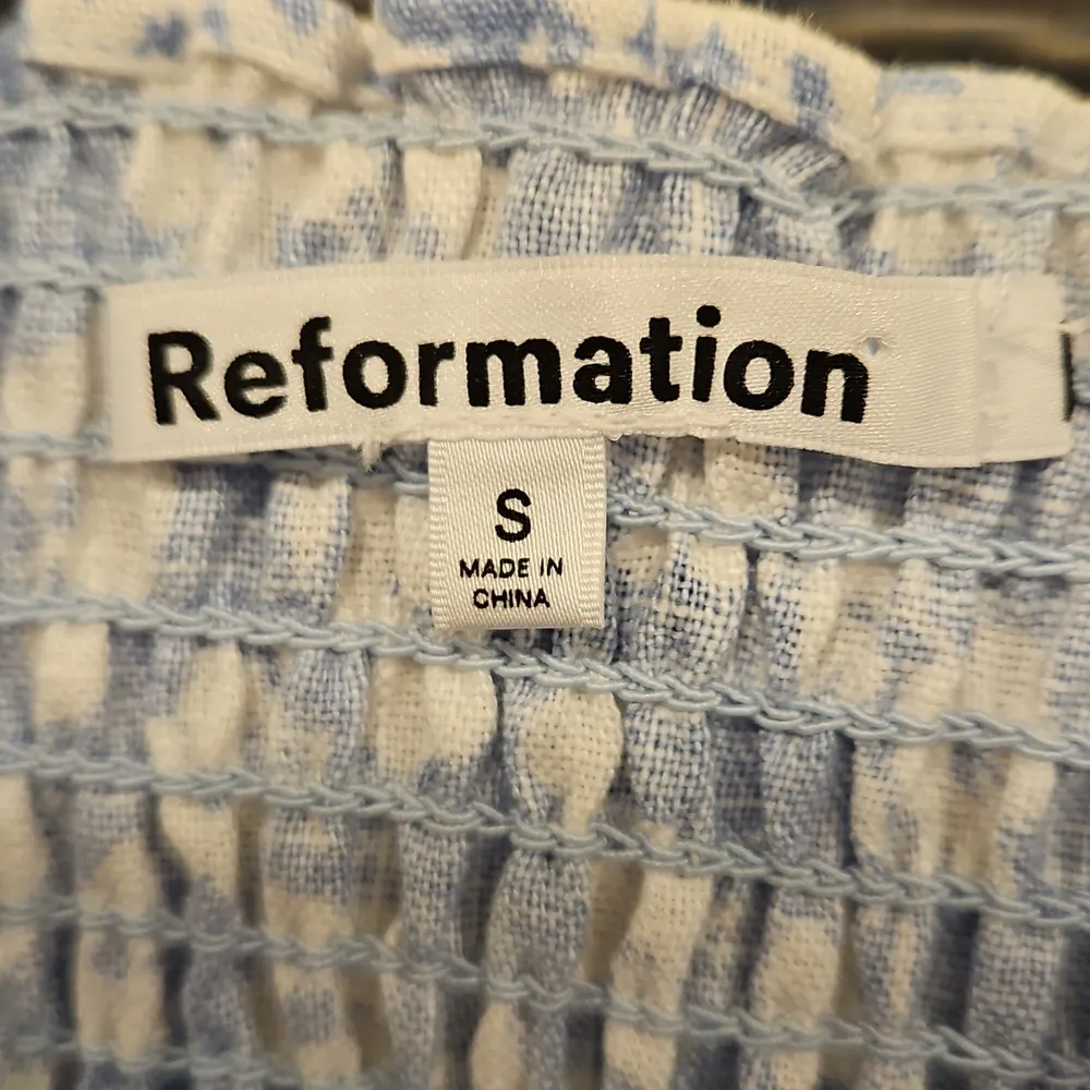 💕REFORMATION💕 Cambria Linen Top ~ Sofie Blue Floral Print Small S NWT - Image 10